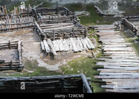 Brest, Belarus - 28. Juli 2018: Berestye Archäologisches Museum - Ostslawischen Holz- Stadt aus dem 13. Jahrhundert. Stockfoto