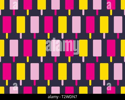 Eis am Stiel nahtlose Muster. Mehrfarbige Eis auf einem dunklen Hintergrund. Vector Illustration Stock Vektor