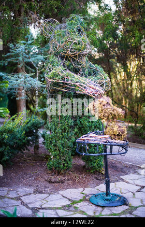 Teddy Bears Picknick-Topiary im Bear Creek Park in Surrey, British Columbia, Kanada Stockfoto