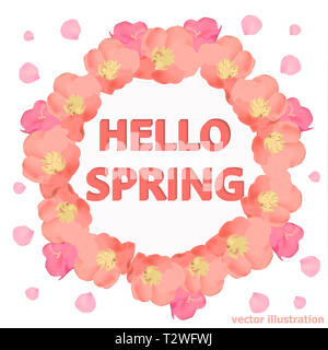 Helle Hallo Frühling Hintergrund. Hintergrund mit schönen bunten Blumen. Stockfoto