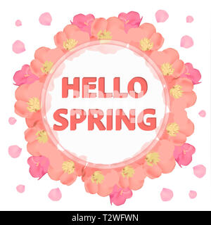 Helle Hallo Frühling Hintergrund. Hintergrund mit schönen bunten Blumen. Stockfoto