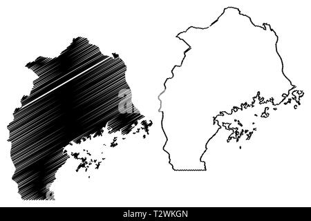 Zentrale Region (Regionen von Uganda, Republik Uganda, administrative divisions) Karte Vektor-illustration, kritzeln Skizze Central Map Stock Vektor