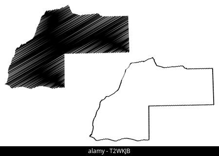 Laayoune-Sakia El Hamra Region (administrative divisions von Marokko, Königreich Marokko, Marokko) Karte Vektor-illustration, kritzeln Skizze Stock Vektor