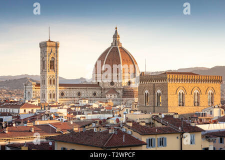 Am frühen Morgen Blick auf den Dom in Florenz, Toskana, Italien. Bild Datum: Sonntag, 24. Februar 2019. Foto von Christopher Ison © Stockfoto