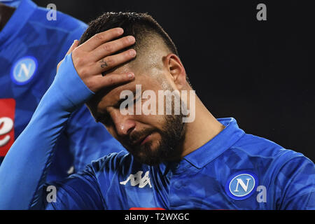 Serie A TIM Fußballspiel im Stadion San Paolo in Neapel statt. Napoli Juventus beendet 1 - 2, die Enttäuschung von Napoli Kapitän Lorenzo Insigne am Ende des Spiels. 03/03/2019, Neapel, Italien Wo: Neapel, Italien Wann: 03 Mar 2019 Credit: IPA/WENN.com ** Nur für die Veröffentlichung in Großbritannien, den USA, Deutschland, Österreich, Schweiz ** verfügbar Stockfoto