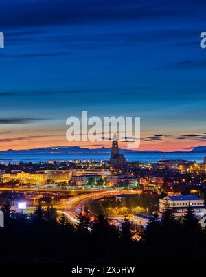 Bei Sonnenuntergang Reykjavik, Island Stockfoto