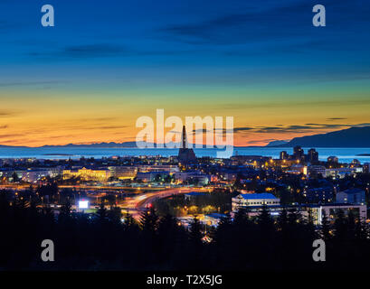 Bei Sonnenuntergang Reykjavik, Island Stockfoto