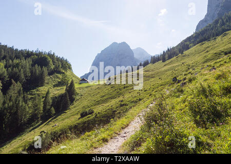 Wanderung von Bindalm zur Halsalm und zurück zum Hintersee. Stockfoto