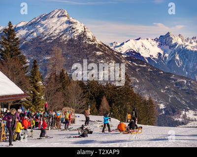 Wintersport, dp Untermarkter Alm, Skigebiet Hochimst, Imst, Tirol, Österreich, Europa Stockfoto