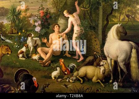 Vatikanische Pinakothek, Wenzel Peter(1745-1829) Adam und Eva im Garten Eden. Vatikanischen Museen, Vatikanstadt, Rom, Italien. Stockfoto