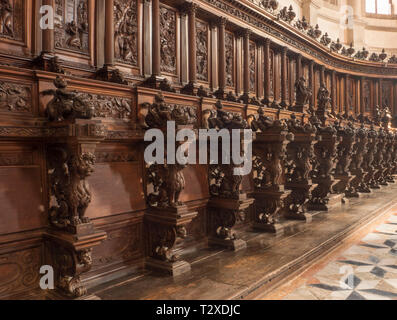 Chor in der Chiesa di San Giorgio Maggiore, Holz- Sitze angehoben Stockfoto