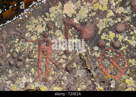 Axman Felszeichnungen auf einem Felsen Stockfoto