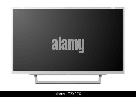Vector 3d Realistische weiße Leere TV Screenon stehen. Moderne LCD-LED-Panel Set Closeup isoliert auf weißem Hintergrund. Design Vorlage der großen Computer Mo Stock Vektor