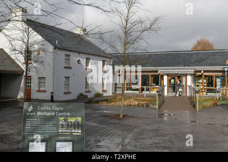 Haupteingang des WWT Castle Espie wetland Centre und finden, Comber, County Down, Nordirland. Stockfoto