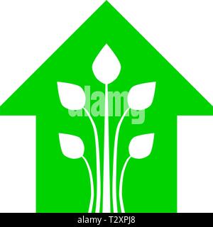 Eco-house - Green Home icon-grün, isoliert - Vector Illustration Stock Vektor