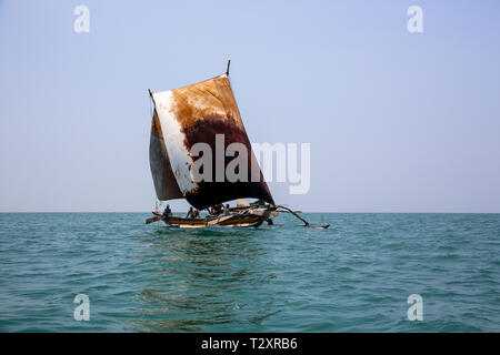 Sri Lanka die traditionelle Fischerei Katamarane in Lakkadiven Meer bei Negombo, Sri Lanka Stockfoto