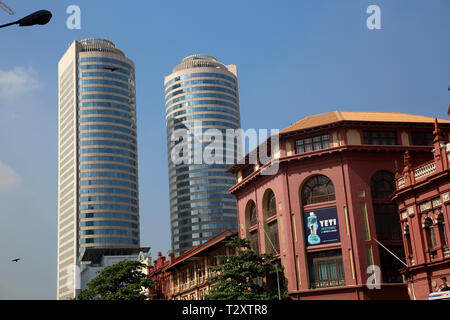 Die historische Cargills Gebäude und das World Trade Center in Colombo. Sri Lanka Stockfoto