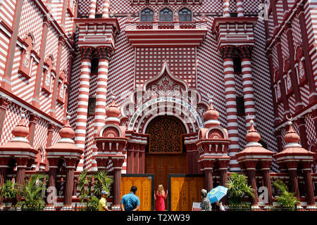 Jami Ul-Alfar Moschee in Colombos ältesten Bezirk, Pettah, Hauptstadt Colombo, Sri Lanka Stockfoto