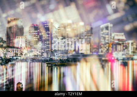 San Diego Skyline mit Double Exposure Effekt. Stockfoto