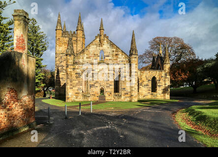 Strafkolonie Port Arthur Historic Site, die Ruinen der Kirche Tasmanien Australien Stockfoto