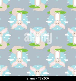 Abstract vector nahtlose Muster mit fennec Fox 10 eps Stock Vektor