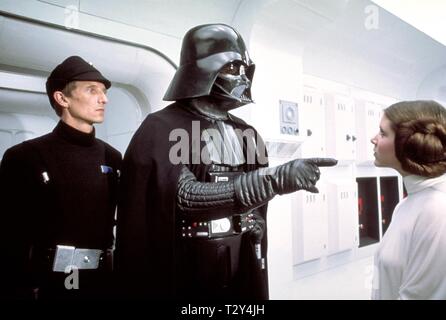 DAVID PROWSE, Carrie Fisher, Star Wars: Episode IV - Eine neue Hoffnung, 1977 Stockfoto