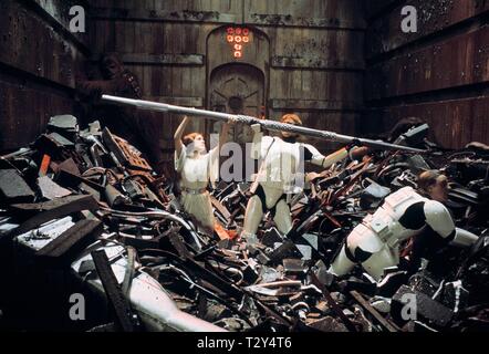 STAR WARS, Peter Mayhew, Carrie Fisher, Harrison Ford, Mark Hamill, 1977 Stockfoto