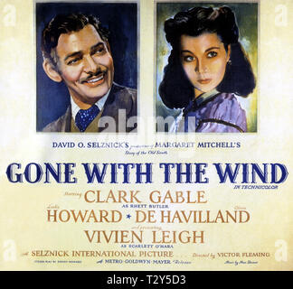 CLARK GABLE, Vivien Leigh, gegangen mit dem Wind, 1939 Stockfoto