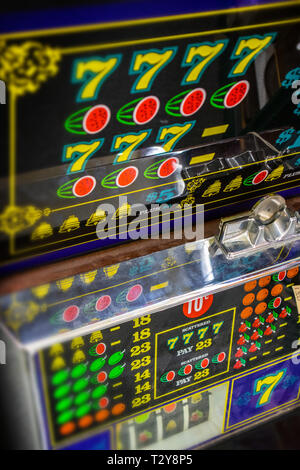 Vintage Poker Maschine, Detail. Stockfoto