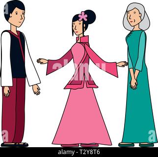Gruppe von Menschen, die chinesische avatar Charakter Vector Illustration Design Stock Vektor