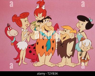 DINO, Wilma, Kiesel, Fred Feuerstein und Barney RUBBLE, BETTY RUBBLE, BAMM - BAMM, die FLINTSTONES, 1960 Stockfoto
