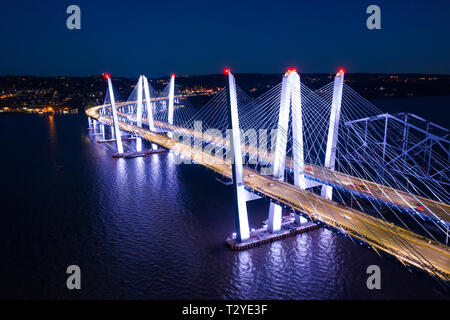 Luftbild der Neuen Tappan Zee Bridge, Spanning Hudson River zwischen Nyack und Tarrytown Stockfoto