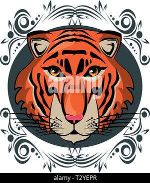 Tiger Gesicht coole Skizze Stock Vektor