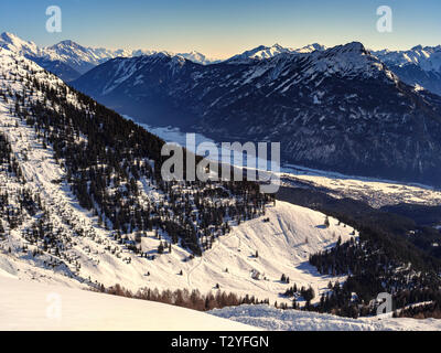 Panorama, hillstation Alpjoch, Skigebiet Hochimst, Imst, Tirol, Österreich, Europa Stockfoto