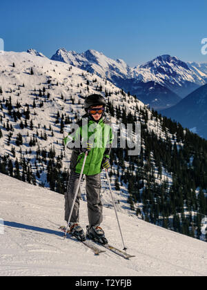 Wintersport bei hillstation Alpjoch, Skigebiet Hochimst, Imst, Tirol, Österreich, Europa Stockfoto