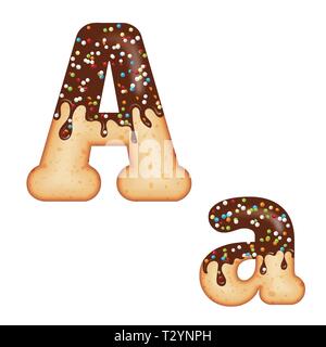 Verlockende Typografie. Font Design. Vereisung schreiben. Süße 3D-donut Schreiben eine verglaste mit Schokolade und Sahne Bonbons. Vektor Stock Vektor