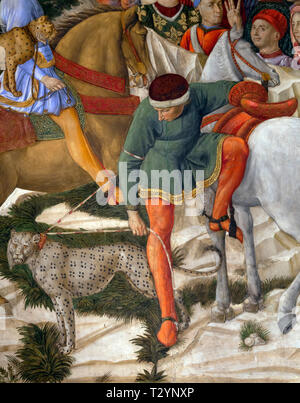 Prozession der alte König, Detail, Westwand, Freskenzyklus, Prozession der Heiligen Drei Könige, Benozzo Gozzoli, ca. 1459-1460, Capella dei Magi, Palazzo Medic Stockfoto