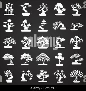 Bonsai Symbole auf schwarzem Hintergrund für Grafik- und Webdesign. Einfachen Vektor unterzeichnen. Internet Konzept Symbol für Website Taste oder mobile App. Stock Vektor