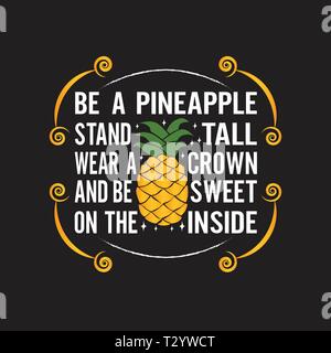 Obst Angebot. Eine Ananas stehen hoch tragen eine Krone. Stock Vektor