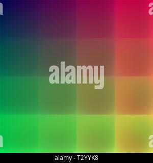 16 Quadrate mit Farben ändern von Grün zu Gelb und Rot Stockfoto