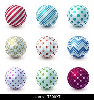Set Textur Kugel - realistische Symbol. Vector EPS 10. Stock Vektor