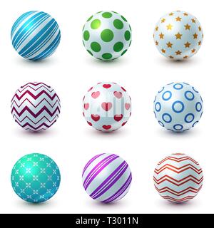 Set Textur Kugel - realistische Symbol. Vector EPS 10. Stock Vektor