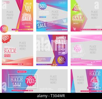 8 Design für soziale Medien verkauf Banner collection Pack für Verkauf Förderung, Template Layout Design Stock Vektor