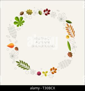 Herbst abstrakt floral background Kreis von minimalistischen treibt mit Platz für Ihren Text Stock Vektor