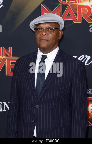 Die Marvel Studios' Captain Marvel' Weltpremiere gehalten am El Capitan Theatre in Hollywood, Kalifornien am März 4, 2019 Mit: Samuel L. Jackson Wo: Los Angeles, Kalifornien, Vereinigte Staaten, wenn: 04 Mar 2019 Credit: Sheri Determan/WENN.com Stockfoto