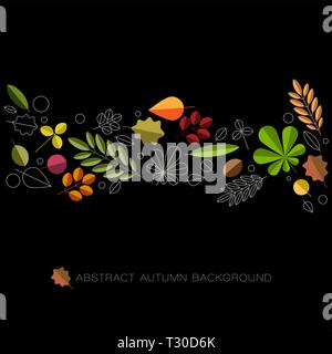 Herbst abstrakt floral background von minimalistischen treibt mit Platz für Ihren Text - dunkle Version Stock Vektor