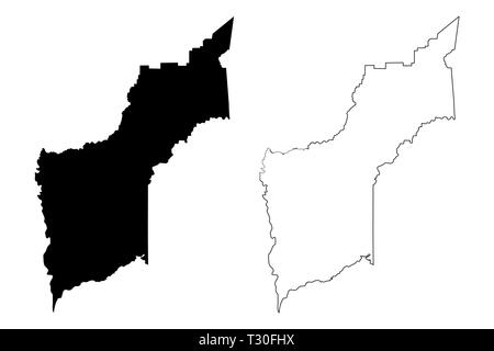 Yuba County, Kalifornien (Grafschaften in Kalifornien, Vereinigte Staaten von Amerika, USA, USA, USA) Karte Vektor-illustration, kritzeln Skizze Yuba Karte Stock Vektor