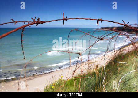 Utah Beach, Frankreich. 03 Aug, 2018. Blick auf die Pointe du Hoc in der Normandie. | Verwendung der weltweiten Kredit: dpa/Alamy leben Nachrichten Stockfoto