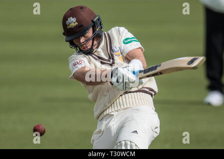 London, Großbritannien. 5 Apr, 2019. in Surrey auf Durham MCCU am Kia Oval am Tag zwei Der 3 Tag übereinstimmen. Quelle: David Rowe/Alamy leben Nachrichten Stockfoto