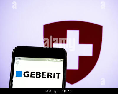 In der Ukraine. 5 Apr, 2019. In diesem Foto ist eine Abbildung der Geberit AG Logo gesehen auf einem Smartphone angezeigt. Quelle: Igor Golovniov/SOPA Images/ZUMA Draht/Alamy leben Nachrichten Stockfoto
